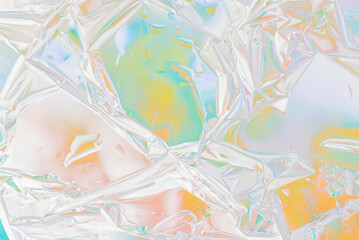 Close-Up of Holographic Texture Background with Adhesive Effect