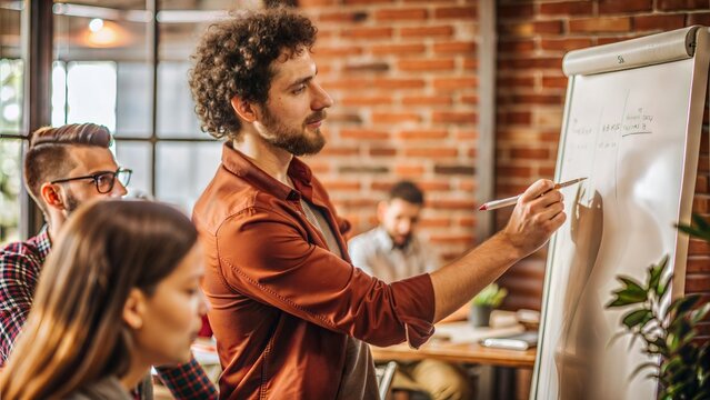 Student writing on chalkboard