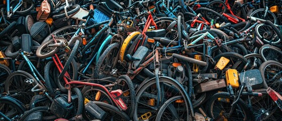 Electric bike battery waste piled up, transport waste, ecological impact