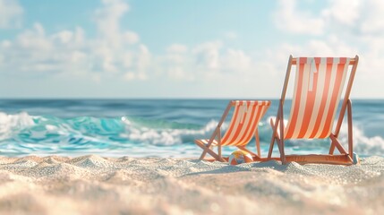 Summer Vacation Concept: Banner of Beach Chairs