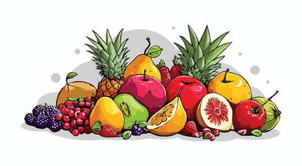 Fototapeta premium Fruits and berries vector illustration