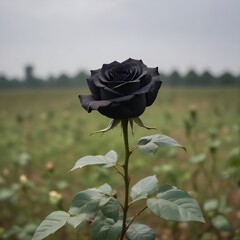 Black rose in the field