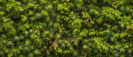 Panoramic close-up, high detail scan of climbing moss material, Generative AI