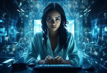 women in digital background