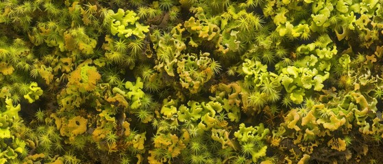Panoramic close-up, high detail scan of cup moss material, Generative AI