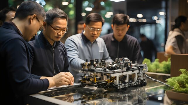 portrait of people in study in robot technology 