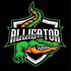 Printcrocodile mascot logo design vector with modern illustration concept style for badge