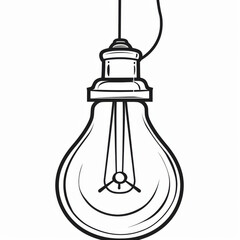 Simple outline of a light bulb for kids to color, suitable for educational purposes and creative activities.