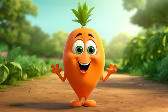 Cute cartoon carrot character. 3D Character carrot