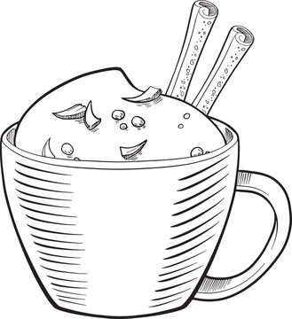 cup of whipped cream with cinnamon sticks clip art preview
