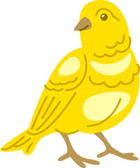 Canary bird pet doodle hand drawn character. Cute smiling singing bird in linear cartoon style illustration
