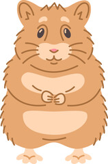 Obraz premium Cute smiling hamster pet doodle hand drawn character. Adorable fluffy pet animal in linear cartoon style illustration