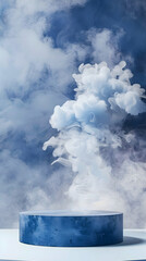 podium with cloud background 