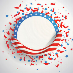 Fototapeta premium Patriotic 4th of July Design with American Flag, Stars, and Confetti