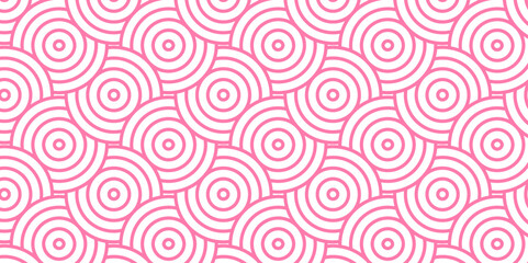Obraz premium Overlapping Pattern Minimal diamond geometric waves spiral and abstract circle wave line. pink color seamless tile stripe geometric create retro square line backdrop white pattern background.