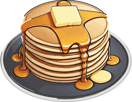 recommend clip art: Delicious Pancakes butter and Syrup with Fruits Clipart Vector Illustrations 