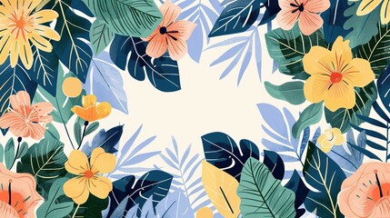 Fototapeta premium Tropical Floral Frame Illustration