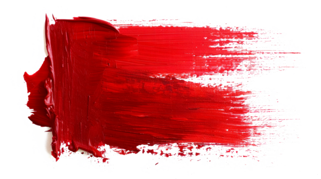 Red brush strokes paint isolated white background. - Powered by Adobe