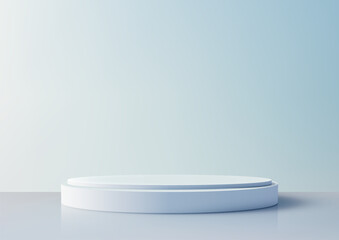 3D White Podium Against Blue Sky Background for Nature Concept Product Display, Mockup,, Showcase