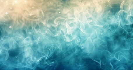 Obraz premium abstract foggy background with swirls. Golden light shine particles Bokeh on blue background, celebration concept 