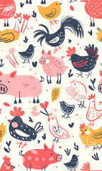 Obraz premium wallpaper, tiles or carpet cartoon illustrator, seamless pattern.