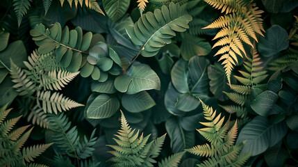Abstract patterns of fern and ivy intertwine, forming a mesmerizing green tapestry.