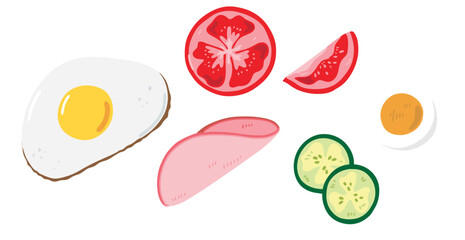 朝食の食材イラストセット