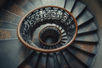 Fototapeta premium Spiral staircase in an old library