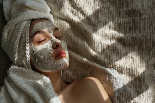 The implementation of facial metabolism, facial massage and moisturizing, wearing a mask on the face