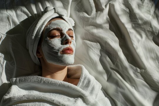 The implementation of facial metabolism, facial massage and moisturizing, wearing a mask on the face