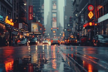 Obraz premium Bustling metropolis with traffic at twilight