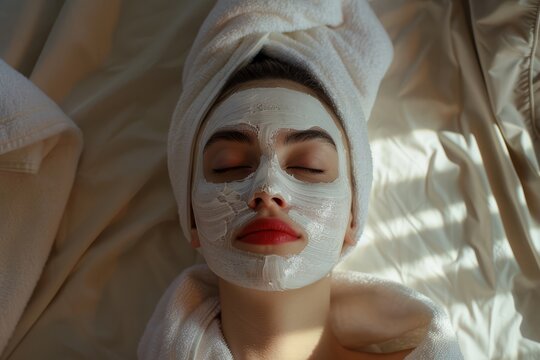 The implementation of facial metabolism, facial massage and moisturizing, wearing a mask on the face
