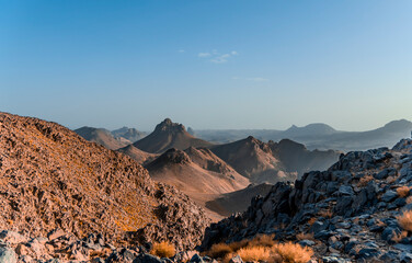 Rocky and sand mountains in the desert