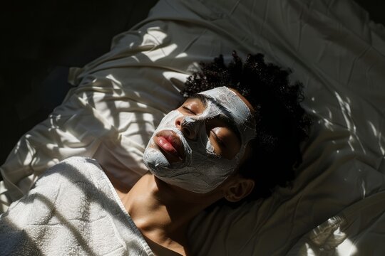 The implementation of facial metabolism, facial massage and moisturizing, wearing a mask on the face
