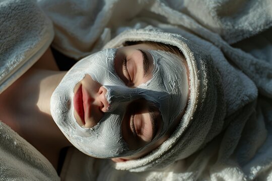 The implementation of facial metabolism, facial massage and moisturizing, wearing a mask on the face