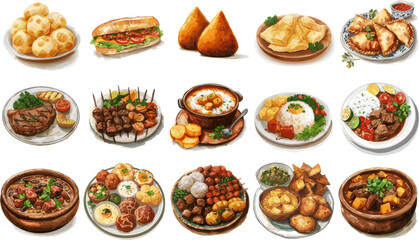 CUISINE SET IN COLOR STYLE, BRAZIL CUISINE SET IN COLOR STYLE