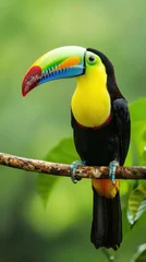 Fototapete Rund A toucan with a vibrant beak perched on a branch © A Denny Syahputra