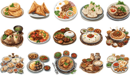 CUISINE SET IN COLOR STYLE, SAUDI ARABIA CUISINE SET IN COLOR STYLE
