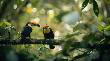 Obraz premium Toucans in a tropical rainforest