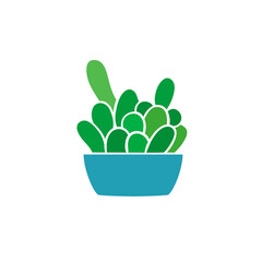 cactus in a pot flat vector