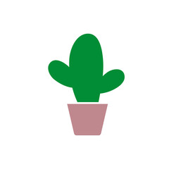 cactus in a pot flat vector