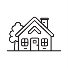 house single Line Icon Vector Design outline
