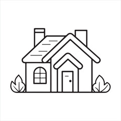 house single Line Icon Vector Design outline
