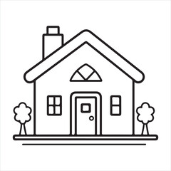 house single Line Icon Vector Design outline
