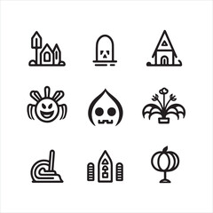halloween single Line Icon Vector Design outline
