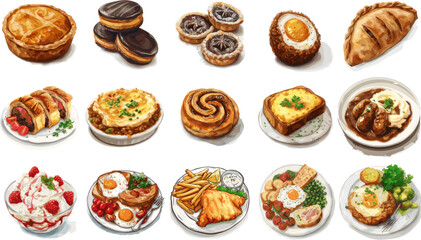 CUISINE SET IN COLOR STYLE, ENGLISH CUISINE SET IN COLOR STYLE