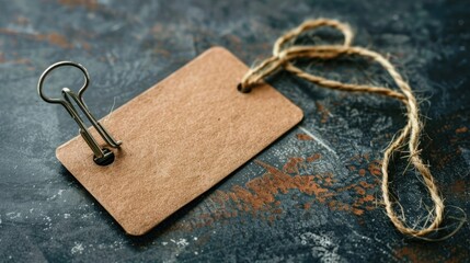 Customizable Cardboard Tag with Old Paperclip