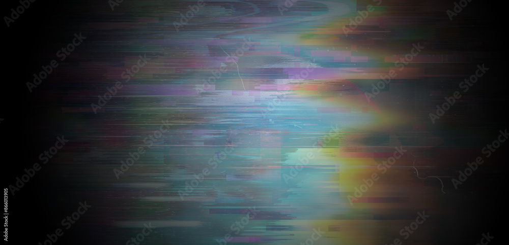 Aufkleber Abstract glitchy background with colorful stripes representing a broken computer screen.