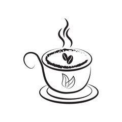 Hand drawn sketch hot drink tea or coffee cup icon 