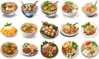 CUISINE SET IN COLOR STYLE, THAILAND CUISINE SET IN COLOR STYLE